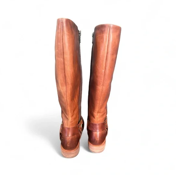 FRYE Veronica Harness Boots | Caramel Brown Moto Boho Fall Style | 9.5 - Picture 7 of 9
